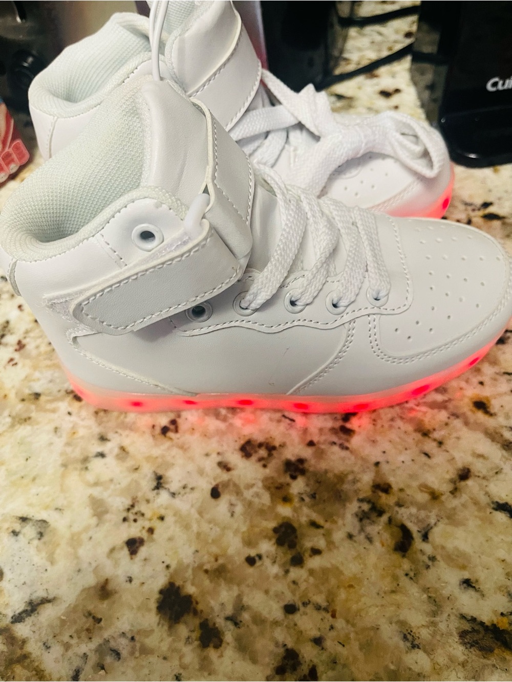 Kids White High-Top LED Light-Up Sneakers